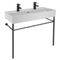 Double Ceramic Console Sink and Matte Black Stand, 40