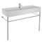 Large Rectangular Ceramic Console Sink and Polished Chrome Stand, 48