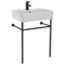 Ceramic Console Sink and Matte Black Stand, 24