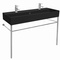 Double Matte Black Ceramic Console Sink and Polished Chrome Stand, 48