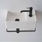 Small Wall Mounted Ceramic Sink With Matte Black Towel Bar