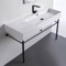 Ceramic Console Sink and Matte Black Stand, 40