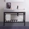 Modern Ceramic Console Sink With Counter Space and Matte Black Base, 40