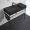 Matte Black Ceramic Console Sink and Matte Black Stand, 40
