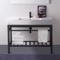 Modern Ceramic Console Sink With Counter Space and Matte Black Base, 40