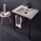 Ceramic Console Sink and Matte Black Stand, 24