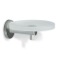 Satin Nickel Wall Mounted Round Frosted Glass Soap Dish with Brass