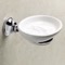 Wall Mounted Round White Ceramic Soap Dish with Chrome Brass Mounting