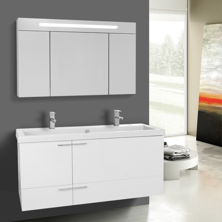 Acf Ans1383 Bathroom Vanity New Space Nameek S Bathroom Vanity Acf Ans1383 47 Inch Glossy White Set Double Sink
