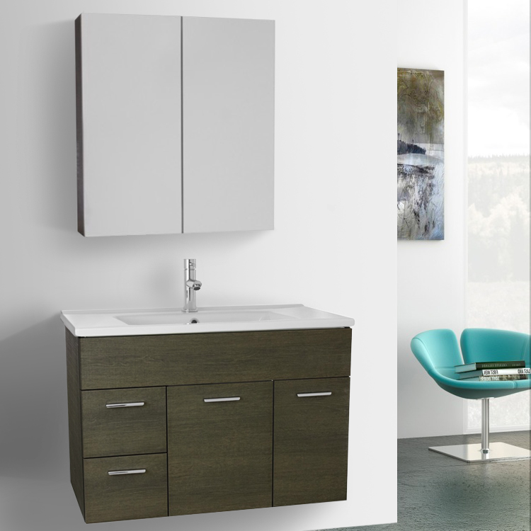 Acf Lor41 Bathroom Vanity Loren Nameek S Bathroom Vanity Acf Lor41 33 Inch Grey Oak Set Wall Mounted