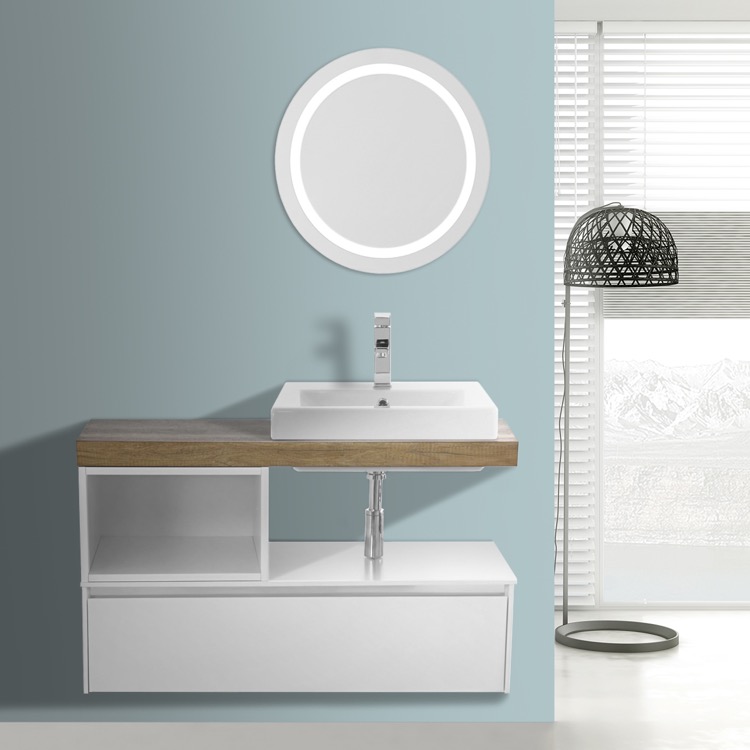 Arcom Laf27 Bathroom Vanity La Finese Nameek S Bathroom Vanity Arcom Laf27 41 Inch White With Aged Brown Top Wall Mounted