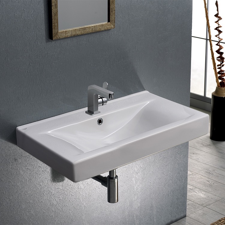 bathroom sink cerastyle 064400 u rectangular white ceramic wall mounted or drop in - Wall Mounted Bathroom Sink bathroom sink cerastyle 064400 u rectangular white ceramic wall mounted or drop in - Wall Mounted Bathroom Sink