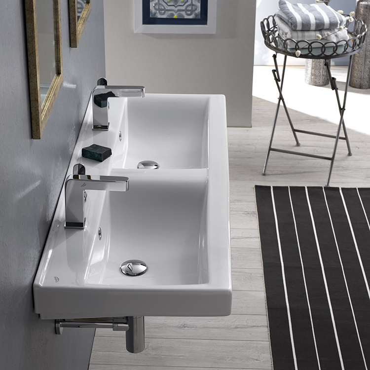 Cerastyle 064700 U Two Hole Bathroom Sink Mona Nameek S Bathroom Sink Cerastyle 064700 U Two Hole Rectangular Double White Ceramic Wall
