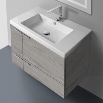 56 inch Bathroom Vanity, Double Sink, Wall Mounted, Modern, Matte Black, Nameeks DERIN189