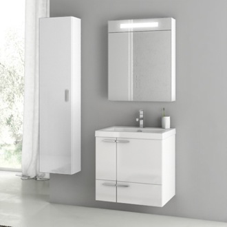 Bathroom Vanity 23 Inch Glossy White Bathroom Vanity Set ACF ANS159