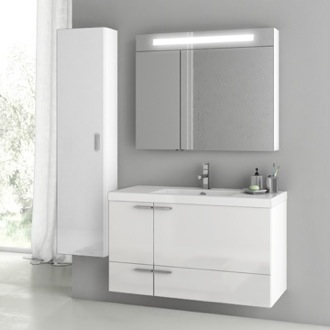 Bathroom Vanity 39 Inch Glossy White Bathroom Vanity Set ACF ANS188