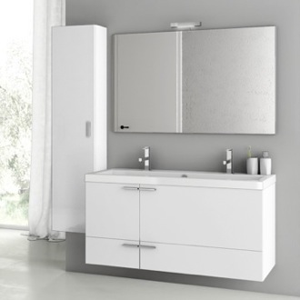 Bathroom Vanity 47 Inch Glossy White Bathroom Vanity Set ACF ANS145