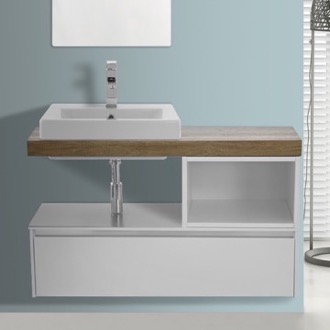 Bathroom Vanity Wall Mounted Bathroom Vanity With Ceramic Sink, Open, 41