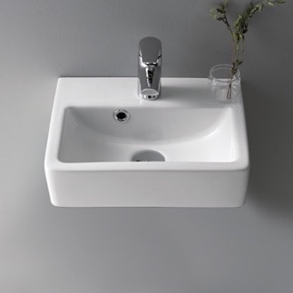 Bathroom Sink Small Ceramic Wall Mounted or Vessel Sink CeraStyle 001400-U