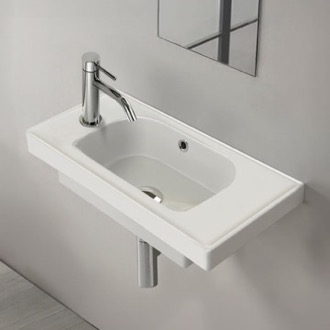 Bathroom Sink Rectangle White Ceramic Wall Mounted or Drop In Sink CeraStyle 001800-U