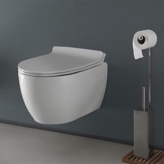 Toilet Modern Wall Mount Toilet, Ceramic, Rounded CeraStyle 018700