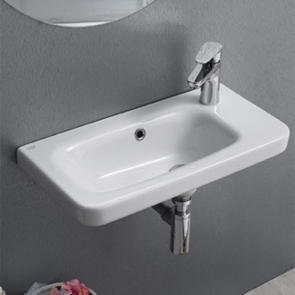 Bathroom Sink Rectangular White Ceramic Wall Mounted or Drop In Sink CeraStyle 033000-U