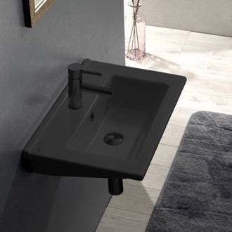 Bathroom Sink Matte Black Ceramic Bathroom Sink, Rectangular CeraStyle 067307-U-97