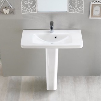 Bathroom Sink Rectangular White Ceramic Pedestal Sink CeraStyle 068300U-PED