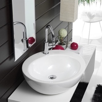 Bathroom Sink Round White Ceramic Vessel Sink CeraStyle 073500-U