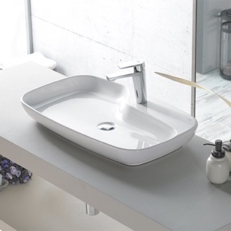 Bathroom Sink Rectangular White Ceramic Vessel Sink CeraStyle 074400-U