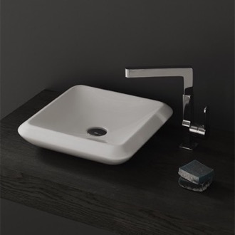 Bathroom Sink Square White Ceramic Vessel Sink CeraStyle 075300-U