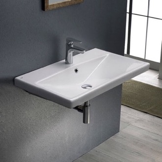 Bathroom Sink Wall Mounted Bathroom Sink, Rectangular, White Ceramic CeraStyle 032000-U