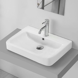 Bathroom Sink Drop In Sink in Ceramic, Modern, Rectangular CeraStyle 035300-U/D