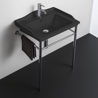 Console Bathroom Sink Black Transitional Console Sink, 26
