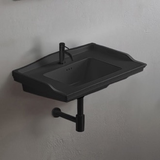 Bathroom Sink Black Ceramic Wall Mounted Bathroom Sink CeraStyle 036107-U-97