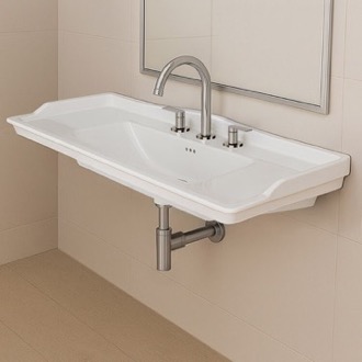 Bathroom Sink Rectangular White Ceramic Wall Mounted Bathroom Sink CeraStyle 036500-U