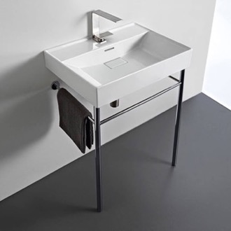 Console Bathroom Sink Small Modern Console Sink, 24 Inch, Polished Chrome Metal Legs CeraStyle 037100-U-CON