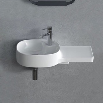 Bathroom Sink Narrow Ceramic Wall Mounted Sink With Counter Space CeraStyle 043700-U