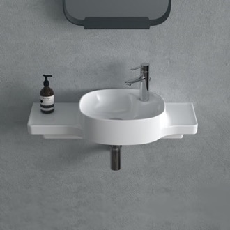 Bathroom Sink Narrow Ceramic Wall Mounted Sink With Counter Space CeraStyle 043800-U