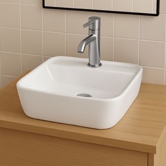 Bathroom Sink Rectangular White Ceramic Vessel Sink CeraStyle 076300-U