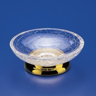 Soap Dish Round Crackled Crystal Glass Soap Dish Windisch 92131