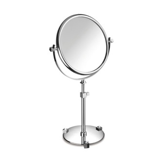 Makeup Mirror Chrome or Gold Finish Pedestal Double Face with White Crystals 3x or 5x Magnifying Mirror Windisch 99526B