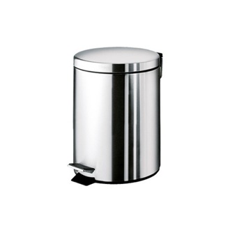 Waste Basket Round Polished Chrome Waste Bin With Pedal Gedy 2609-13