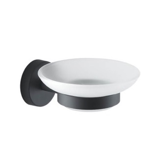 Soap Dish Frosted Glass Soap Dish With Matte Black Wall Mount Gedy 2311-14