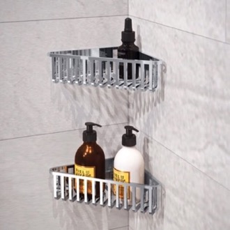 Shower Basket Set of Chrome Corner Shower Baskets Gedy 2478B-13