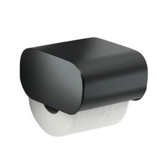 Toilet Paper Holder Round Matte Black Toilet Paper Dispenser With Cover Gedy 3225-14