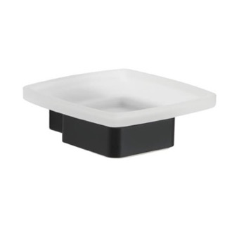 Soap Dish Wall Mounted Frosted Glass Soap Dish With Matte Black Base Gedy 5411-M4