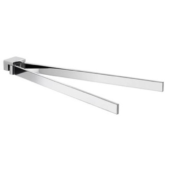 Towel Bar 15 Inch Square Double Swivel Towel Bar In Polished Chrome Gedy 5423-13