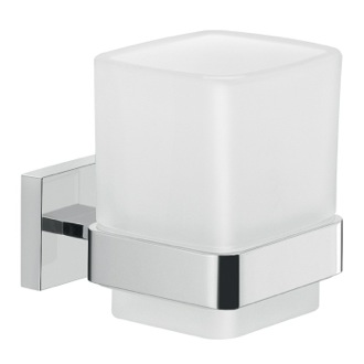 Toothbrush Holder Frosted Glass Wall Toothbrush Holder With Chrome Mounting Gedy A010-13