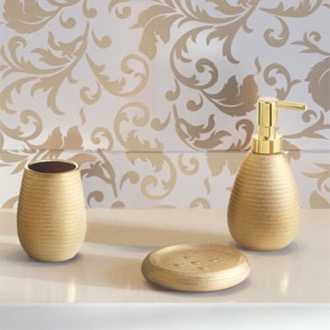 Bathroom Accessory Set Gold Finish Three Piece Bathroom Accessory Set Gedy AD200-87